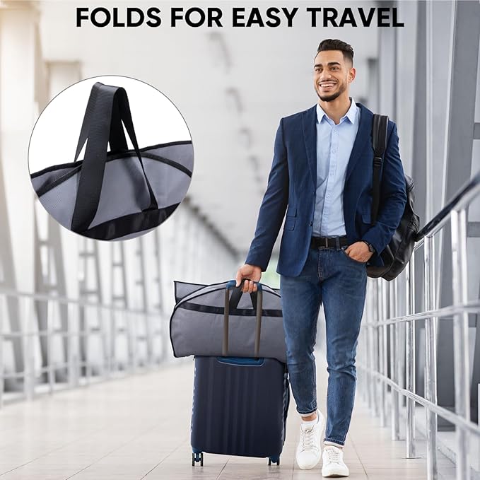BALEINE 5PK Heavy Duty Garment Bag with Shoe Storage Travel Bag for Dresses, Suit, Coats Travel Essential (43", Grey)