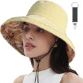 vidsel Womens Sun Hats Wide Brim Reversible Bucket Cotton Hat Packable Summer Travel Cap with Hat Clip,UV Protection