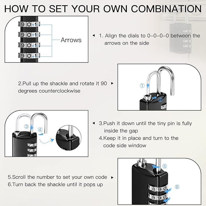 Moxweyeni 10 Pcs 4 Digit Combination Lock Small Combo Luggage Number Locks Outdoor Waterproof Padlock for Traveling Toolbox Gym Door Locker Suitcases Employee Hasp Storage