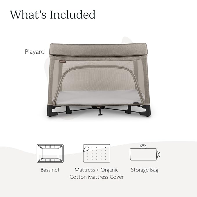 UPPAbaby Remi Playard | Deluxe 3-in-1 Portable Playard, Bedside Bassinet + Travel Crib| Mesh Bassinet, Mattress, Organic Cotton Mattress Cover + Storage Bag Included | Wells (Dark Taupe Mélange)