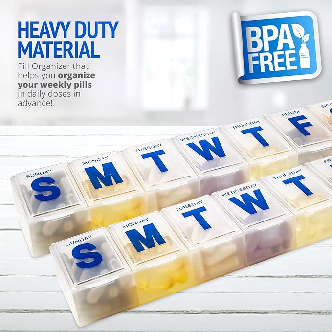 MEDca Weekly Pill Organizer, 7-Day Pill Planner Extra Large, (Bulk Case Pack of 100 Pill Organizers)