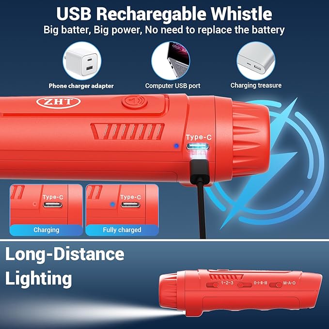 ZHT Electronic Whistle for Coaches, Referees, Teachers - 3 Tones & 3 High Volume, Handheld Whistles with Lanyard - Sports Whistle for Volleyball Soccer, Outdoor Camping, Emergency Safety