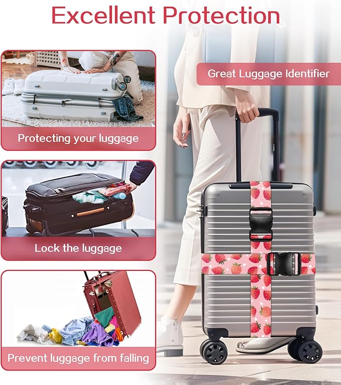 Luggage Straps for Suitcases Travel Belt Luggage Band Heavy Duty Traveling Luggage Identifier Cute Women Girls Unique Accesory,