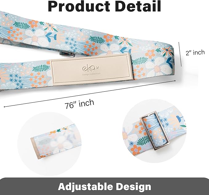 Luggage Straps for Suitcases,Adjustable Luggage Elastic Belt, Travel Essentials for Airport,Station, Vibrant Designs, (Aquatic Orchid)