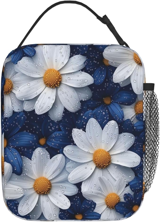 Daisy Insulated Lunch Box for Women Men Daisy Lunch Bag for Travel,or Fishing Polyester Daisy Lunch Box