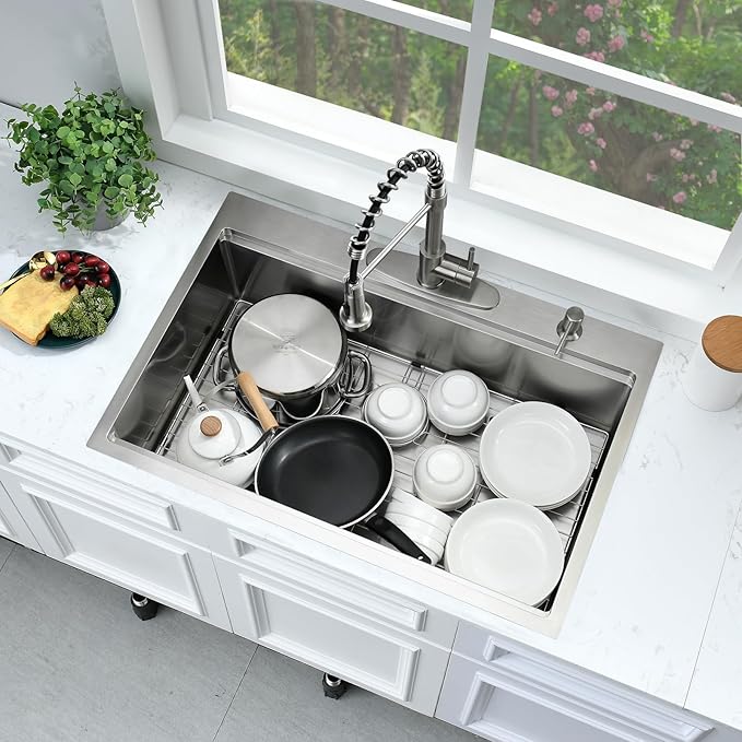 33x19 Drop In Kitchen Sink Workstation-Bokaiya Stainless Steel Kitchen Sinks Drop In 33 Inch Deep Workstation Top Mount 16 Gauge Single Bowl Drop In Sink Kitchen with Cutting Board