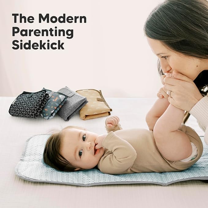 KeaBabies Portable Diaper Changing Pad, Easy Wipe Clean - Foldable Waterproof Baby Changing Mat for Diaper Bag, Compact, Lightweight,25x13 Baby Changer Travel Essential,Machine Washable(Classic Gray)