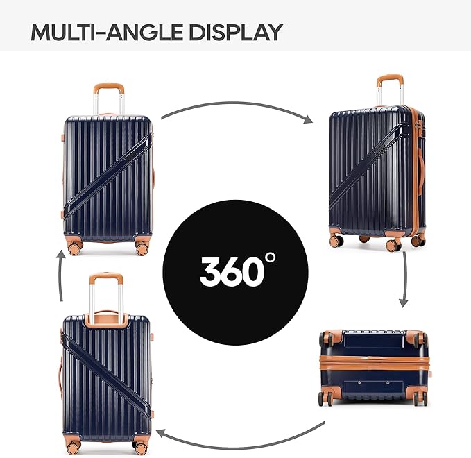 GinzaTravel Luggage Sets 3-Piece Expandable Suitcases with Wheels PC+ABS Durable Hardside Luggage sets TSA lock