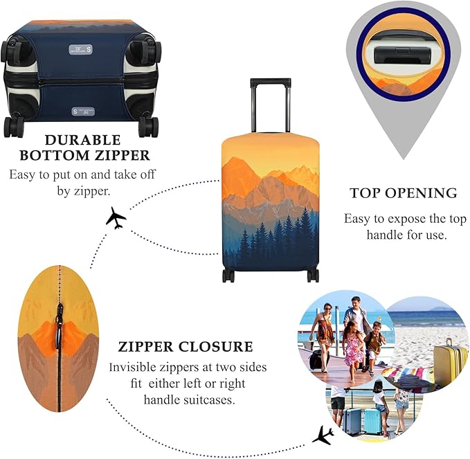 Explore Land Travel Luggage Cover Suitcase Protector Fits 27-30 Inch Case (Amber Mountains, L)