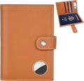 Genuine Leather Passport Holder, RFID Blocking Travel Wallet for Men/Women, Stylish Passport Cover with Airtag Slot, Durable Passport Wallet case travel essentials (Brown)