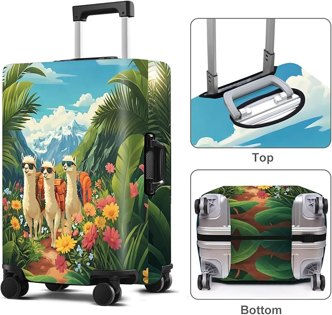 Alpaca Luggage Cover Washable Suitcase Protector Anti-Scratch,Stretchable Fit for 20-34Inch Luggage Durable Travel Bag Cover with Zipper Closure (Alpaca, L(28-30inch suitcase))
