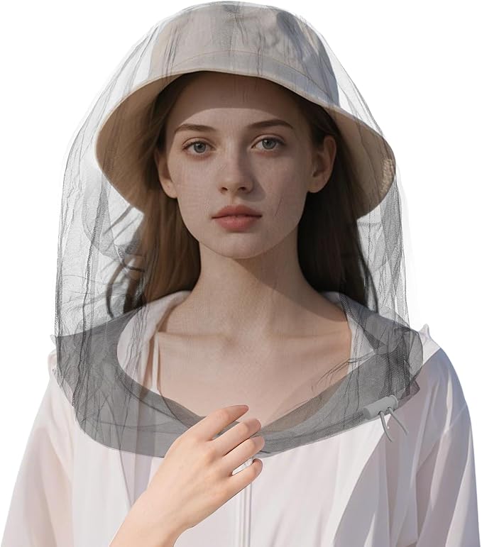 Oversized Mosquito Net 42 x 25 Inches Ultra Large Mosquito Head Net Face Neck Fly Mesh Netting Fits All Hats for Outdoor Camping Hiking Fishing Gardening Safari(Light Gray)