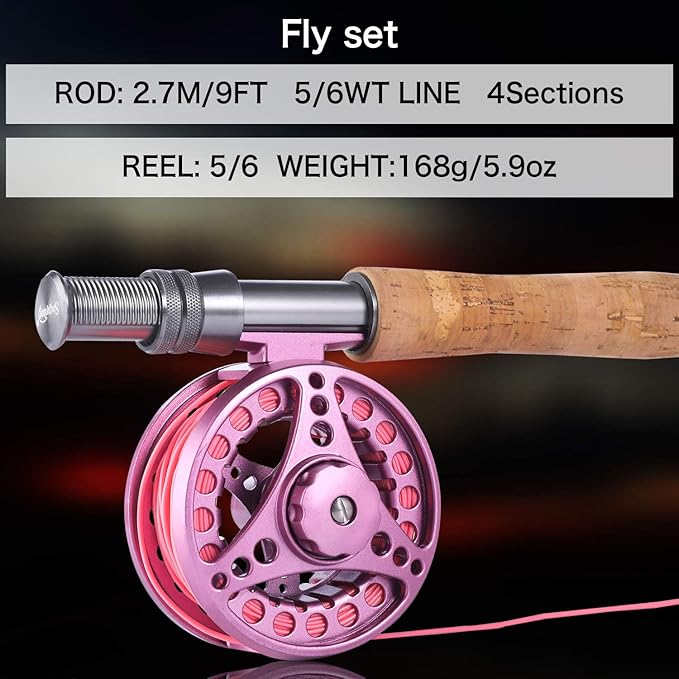 Sougayilang Fly Fishing Rod Reel Combos with Lightweight Portable Fly Rod and CNC-machined Aluminum Alloy Fly Reel,Fly Fishing Complete Starter Package