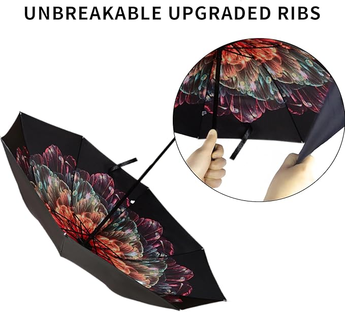LLanxiry Compact Travel Umbrella, Mini Windproof Umbrellas for Rain & Sun, Small Lightweight Outdoor UV Umbrella, Portable Folding Umbrellas for Travel