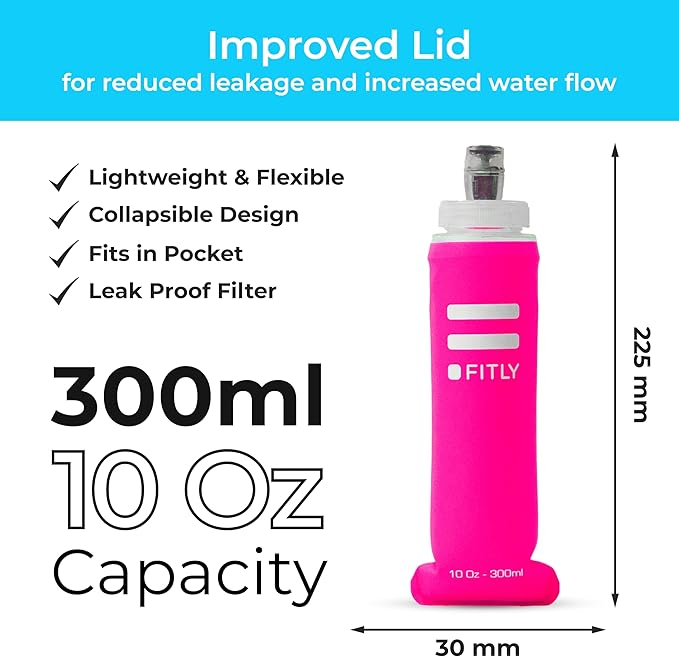 Soft Flask - Shrink As You Drink Soft Water Bottle for Hydration Pack - Folding Water Bottle Ideal for Running, Hiking, Cycling, Climbing & Rigorous Activity