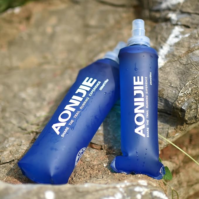 TRIWONDER TPU Soft Folding Water Bottles BPA-Free Collapsible Flask for Hydration Pack - Ideal for Running Hiking Cycling Climbing (250ml/8.45oz)