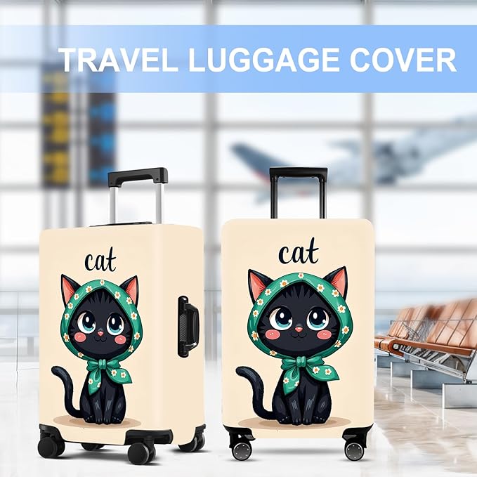 Luggage Cover Washable Suitcase Protector Anti-Scratch,Stretchable Fit for 20-34Inch Luggage Durable Travel Bag Cover with Zipper Closure (Cat, M(fits 24-26Inch suitcase))