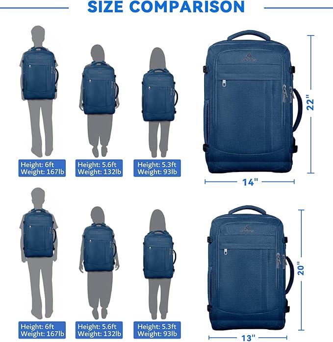 60L Big Capacity Carry On Laptop Backpack Large Travel Backpack for Men, Expandable Water Resistant Overnight Weekender Luggage Gym Daypack Rucksack Traveling Backpack, Traveler Gifts, Blue