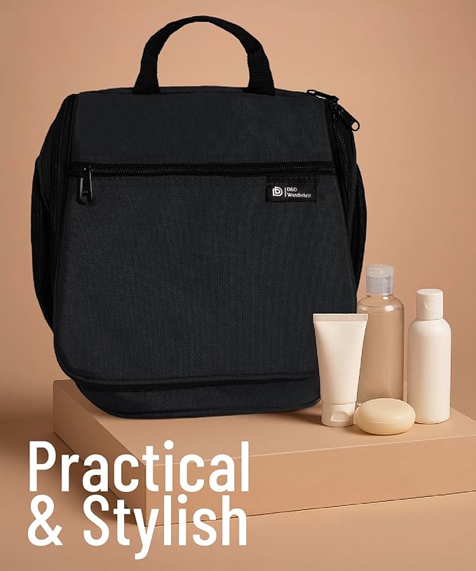 DD D&D Wanderlust D&D Hanging Travel Toiletry Bag for Men and Women - Extra Large Toiletries Organizer Kit with 10 Compartments, YKK Zippers, XXL Metal Swivel Hook, Water-Resistant Nylon