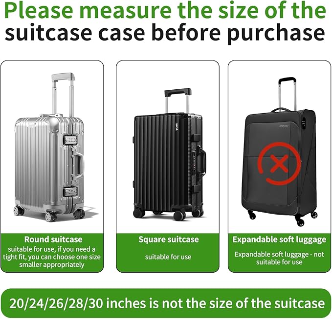 Suitcase Covers For Luggage, 28 Inch Clear PVC Luggage Covers Protector Full Thicken Transparent Waterproof Suitcase Sleeve With Large Velcro for 28" Wheeled Suitcases