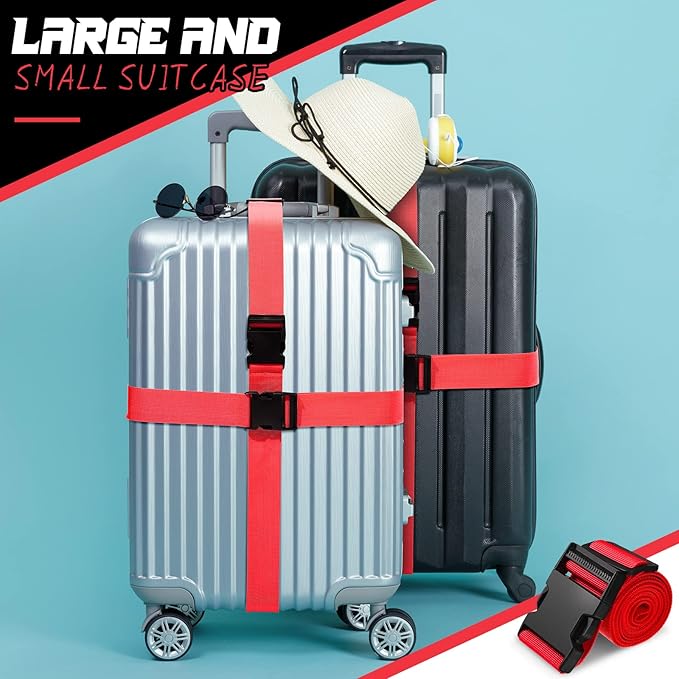 Eccliy 12 Pack Luggage Straps Suitcase Belts Wide Adjustable Packing Straps Travel Belts Accessories for Business Packing(Red)