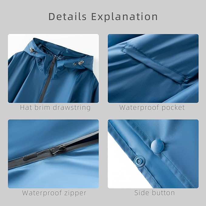 Cloak raincoat Unisex poncho Adult hooded men and women with pockets Mountaineering hiking rainstorm prevention