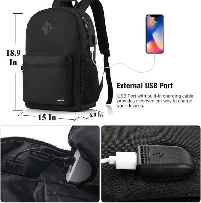 17 Inch Backpack for School Business Travel,Computer Bookbag Schoolbag for Work Office High School College Teen Men Boy Girl Women