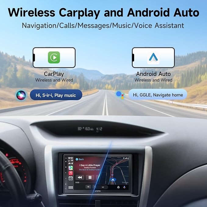 A5L Android Double Din Car Stereo with Backup Camera & DVR Dashcam, 7 Inch Wireless CarPlay Android Auto, AI-Chat, GPS Navigation, Wi-Fi/BT/USB, 24 EQ DSP, 2G+32G