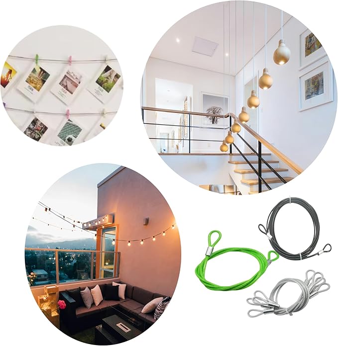 4 pcs 20 inch (50cm) 5mm Thickness Vinyl Cover Coated Galvanized Steel Wire Cable with Loops Security Lanyard Rope Tether Lock, Clear