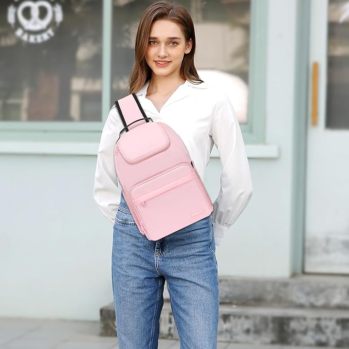 MOSISO Camera Sling Bag, DSLR/SLR/Mirrorless Camera Case Crossbody Photography Backpack with Tripod Holder&Removable Modular Inserts&PU Handle Compatible with Canon/Nikon/Sony, Pink