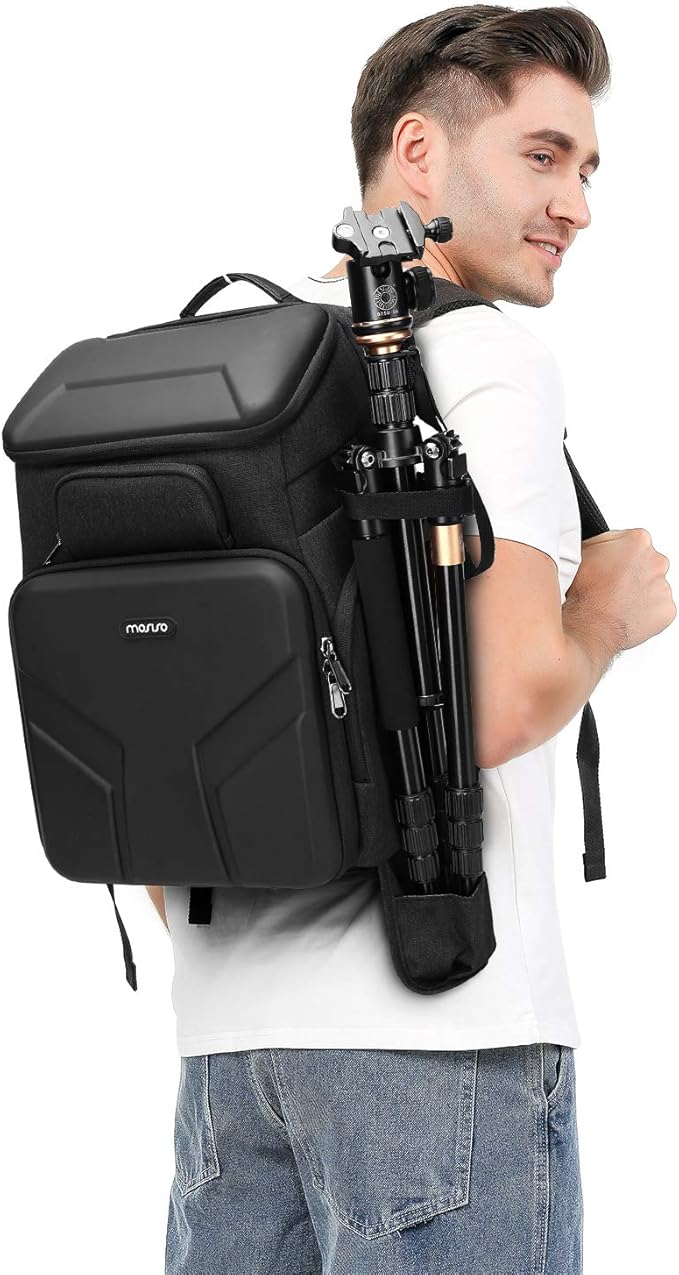 MOSISO Camera Backpack,DSLR/SLR/Mirrorless Photography Waterproof 17.3 inch Camera Bag with Front Hard Shell&Laptop Compartment&Tripod Holder&Rain Cover Compatible with Canon/Nikon/Sony, Space Gray
