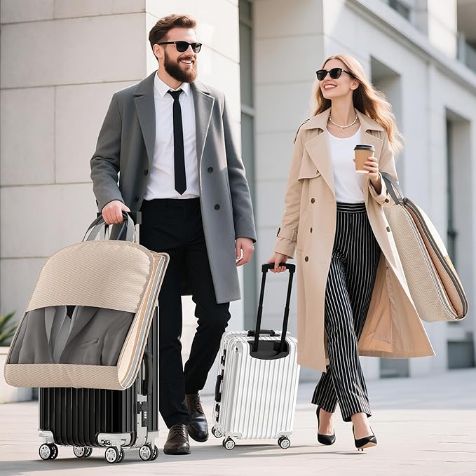 DIMJ 2 Pack 43" Space Saving Garment Bags for Hanging Clothes With Compression Zipper Carry Handles and Window, Washable Suit Bag for Dress, Clothes, Coats, Down Jacket, Closet, Moving, Travel