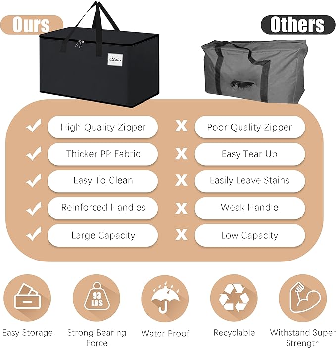 Heavy Duty Moving Bags - Extra Large Packing Bags and Storage Totes, Collapsible and Foldable Option for Moving and Storage, Black, 93 L - 12 Pack