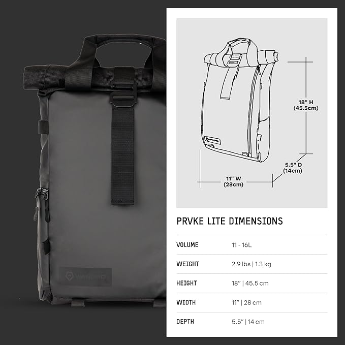WANDRD PRVKE Lite: Weather-Resistant Travel & Camera Backpack with Laptop Sleeve, Quick Side Access, Clamshell Opening – Ideal Photography & Travel Bag
