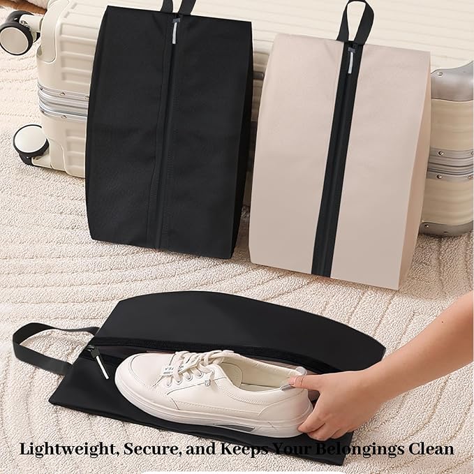 Shoe Bag Odor-Absorbing Water-Resistant, Travel Friendly Golf Shoe Bag with Zipper for Sports Ideal for Gym,Spikes,Golf,Tennis,Baseball(Black, 1-Pack)