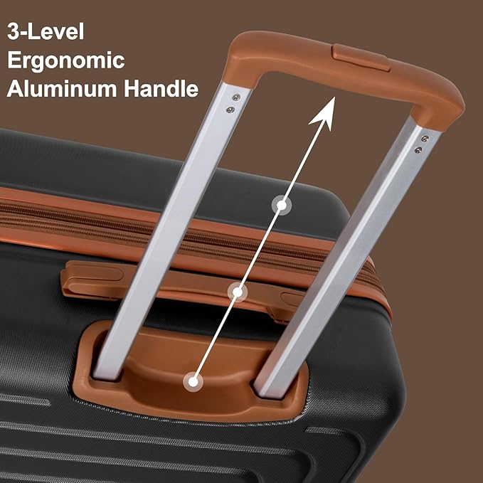 Romswi Expandable 22" Carry On Luggage,Hardshell Suitcase with Double Spinner Wheels for 20% More Space, Airline Approved Lightweight Hardside Luggage, Scratch-Resistant & YKK Zipper,Black