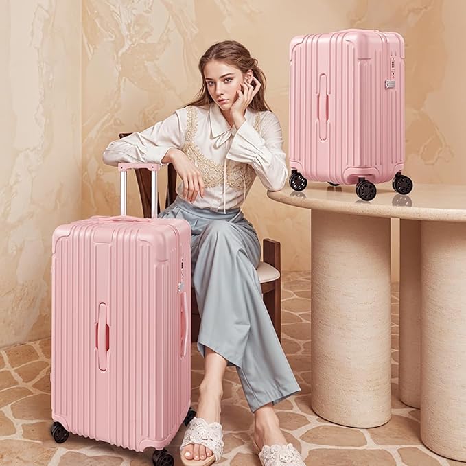 Krute Luggage Sets 2 Piece Suitcase with Spinner Wheels PC+ABS Hardside Suitcases Charging Port TSA Lock Carry On Luggage with Cup Holder 20+28 Inch