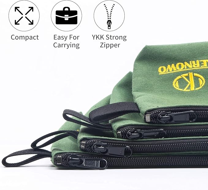 4 Pcs Upgrade Canvas Zipper Tool Pouch, 20 oz Heavy Duty Tool Bag, Water Resistant Utility tools Organizer, 7.5/9.5/11.5/13 inch Spacious Storage Pouches with Dependable YKK Nylon Zippers by KERNOWO