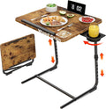Folding TV Tray Adjustable Dinner - Trays for Eating On Couch Wooden Tables Mate Stand Foldable Desk with Cup Holder Portable