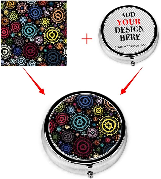 Custom Round Pill Case, Personalized Name/Photo Decor Travel Jewelry Organizer Container Medicine Vitamin Pill case - 3 Compartment