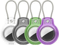 SPGUARD for AirTag Holder Case with Keychain, Air Tags-4 Pack for Apple Air Tag Holder with Wire Cable Lock Key Ring Chain Air Tagholder Accessories for GPS Item Tracker Kids,Keys,Luggage