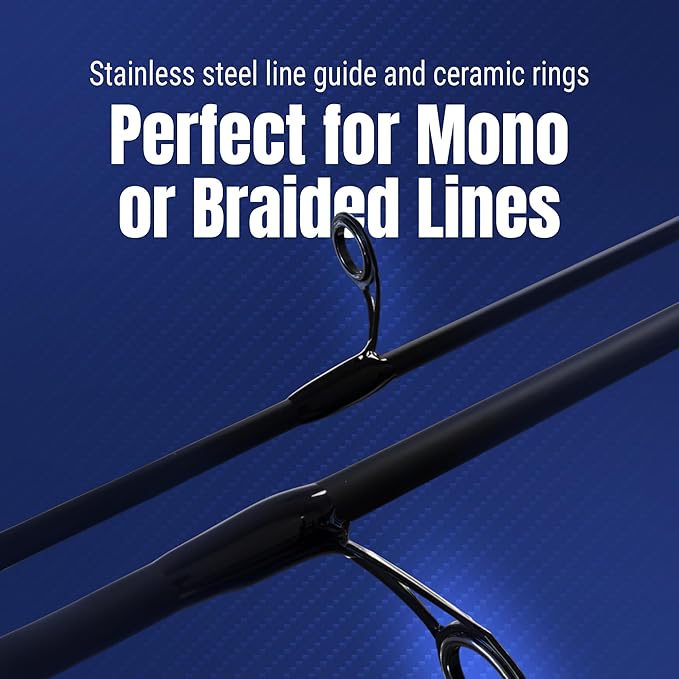 Reaction Tackle Fishing Rod and Reel Combo – 2-Piece IM6 Carbon Rods with Smooth Casting Reels – Spinning & Baitcasting Options
