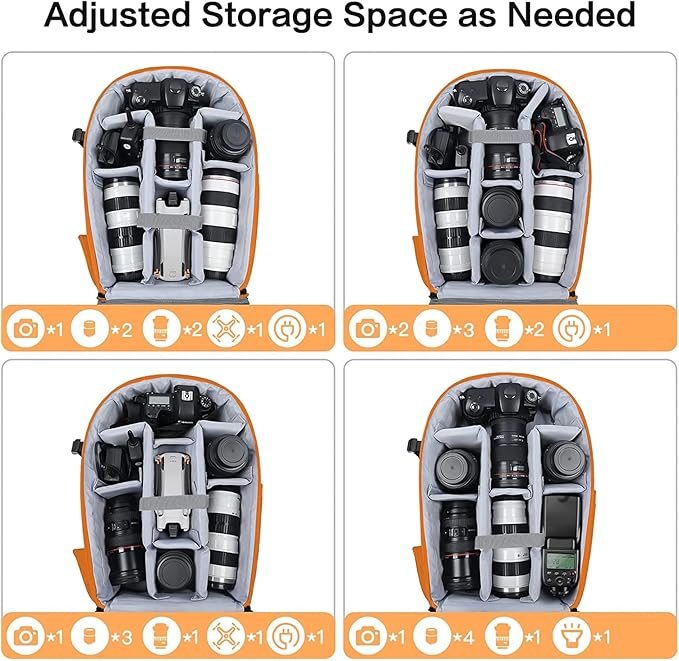 MOSISO Camera Backpack, DSLR/SLR/Mirrorless Photography Camera Bag 15-16 inch Waterproof Hardshell Case with Tripod Holder&Laptop Compartment Compatible with Canon/Nikon/Sony, Orange