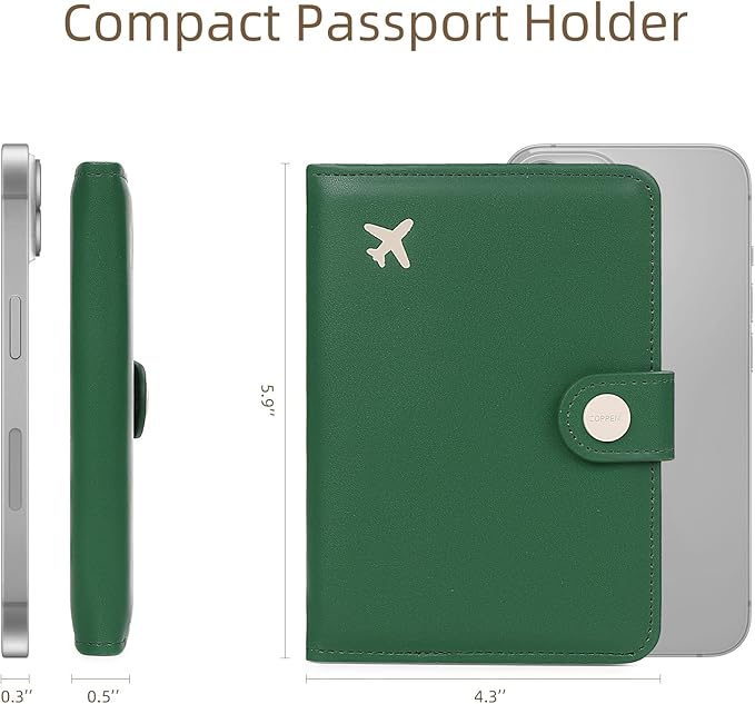 ZOPPEN Passport Holder Women, Passport Cover Travel Wallet Rfid Blocking Passport Wallet Cover Case Travel Essentials Document Organizer, Grass Green