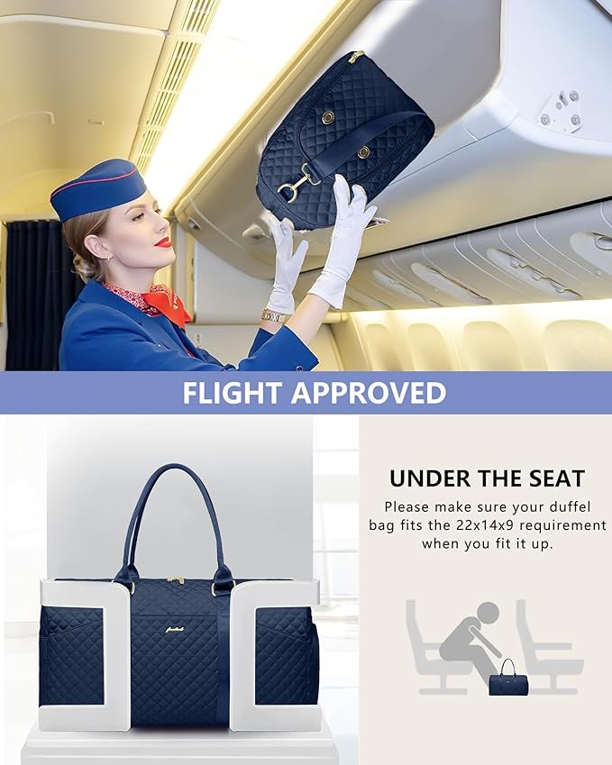 Weekender Travel Duffle Bag for Women - Carry on Bag with Shoe Compartment Overnight Bags with Toiletry Bag Wet Pocket Weekend Traveling Yoga Gym Hospital Bags for Labor and Delivery Blue