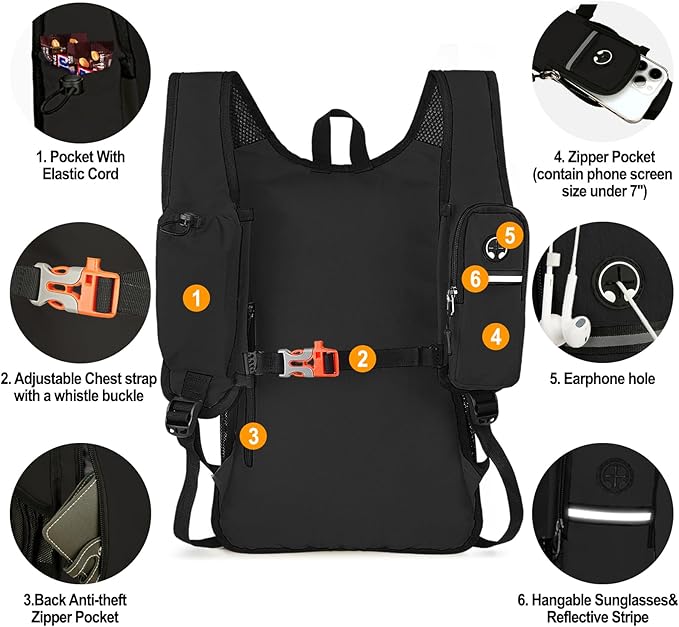 Seektop 15L Small Hiking Backpack for Women Men, Foldable Packable Backpack with Phone Pocket, Lightweight Travel Daypack for Hiking Camping Outdoor (Black)