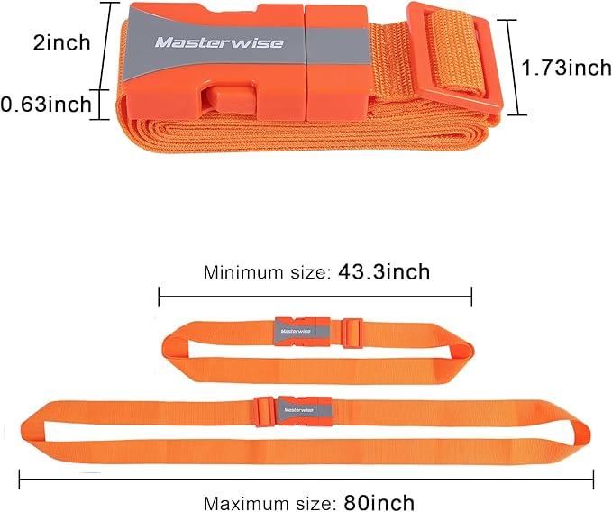 Buckle Straps with Clips, Adjustable Nylon Strap with Buckle, Packing Straps, Orange (79”, 4pcs)