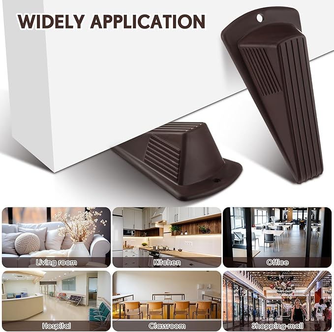 Frienda 2 Pcs Jumbo Door Stoppers Heavy Duty Door Stopper Tall up to 2inch Tall Wedge TPR Large Wedge Stackable Big Rubber Doorstop for Hotel Carpet Hardwood Concrete and Tile (Coffee)