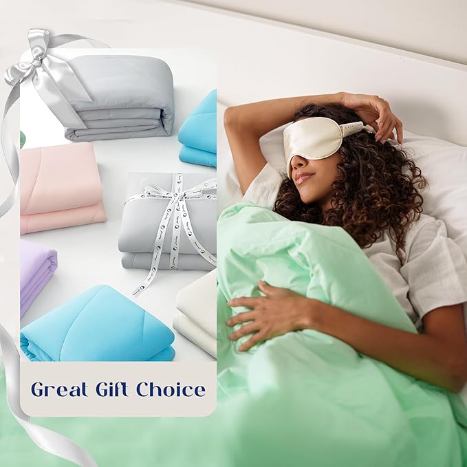 Dream Valley® Outlast® Deepsleep Cooling Comforter, Throw Size, NASA-Grade Space Technology Cooling Blanket for Hot Sleepers Night Sweats, Q-Max > 0.45 Aerocool™ Breathable, Mint Macaron, 60"x80"