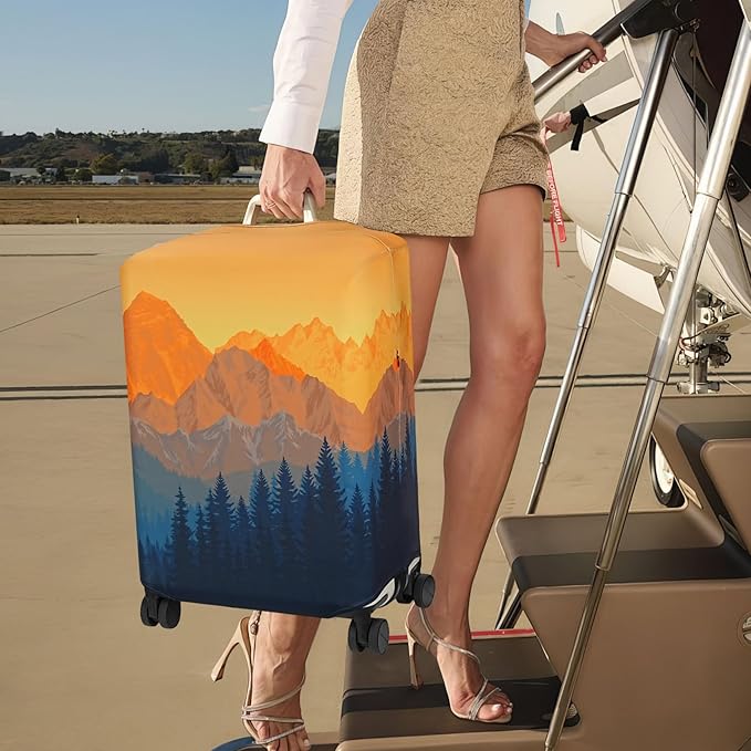 Explore Land Travel Luggage Cover Suitcase Protector Fits 27-30 Inch Case (Amber Mountains, L)